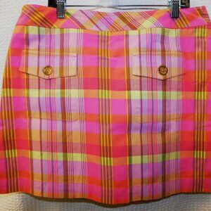 7179  NWOT LIZ CLAIBORNE  GOLF Pink Plaid SKORT- Great colors  SZ  8  Never worn